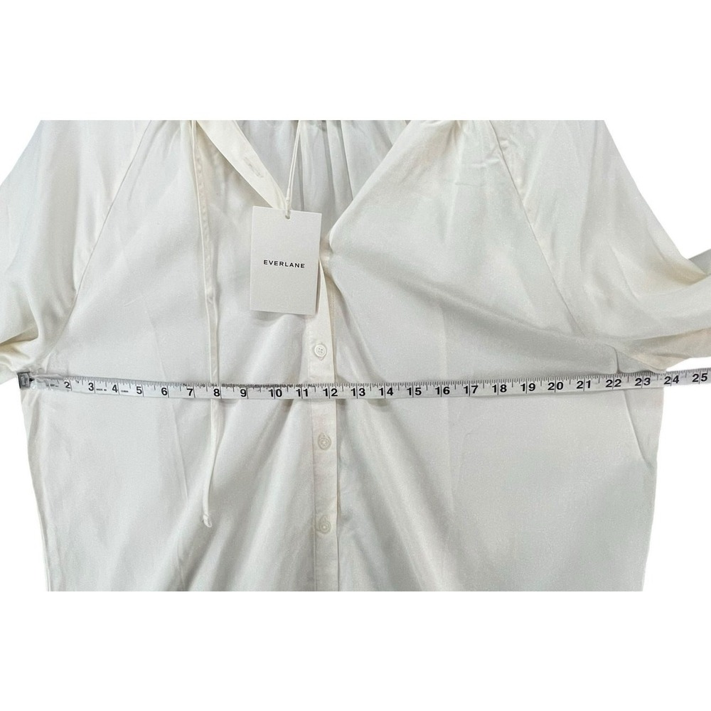 Everlane Gathered Blouse Bone White 100% Tencel Relaxed Minimalist Top Womens XL - Picture 7 of 14